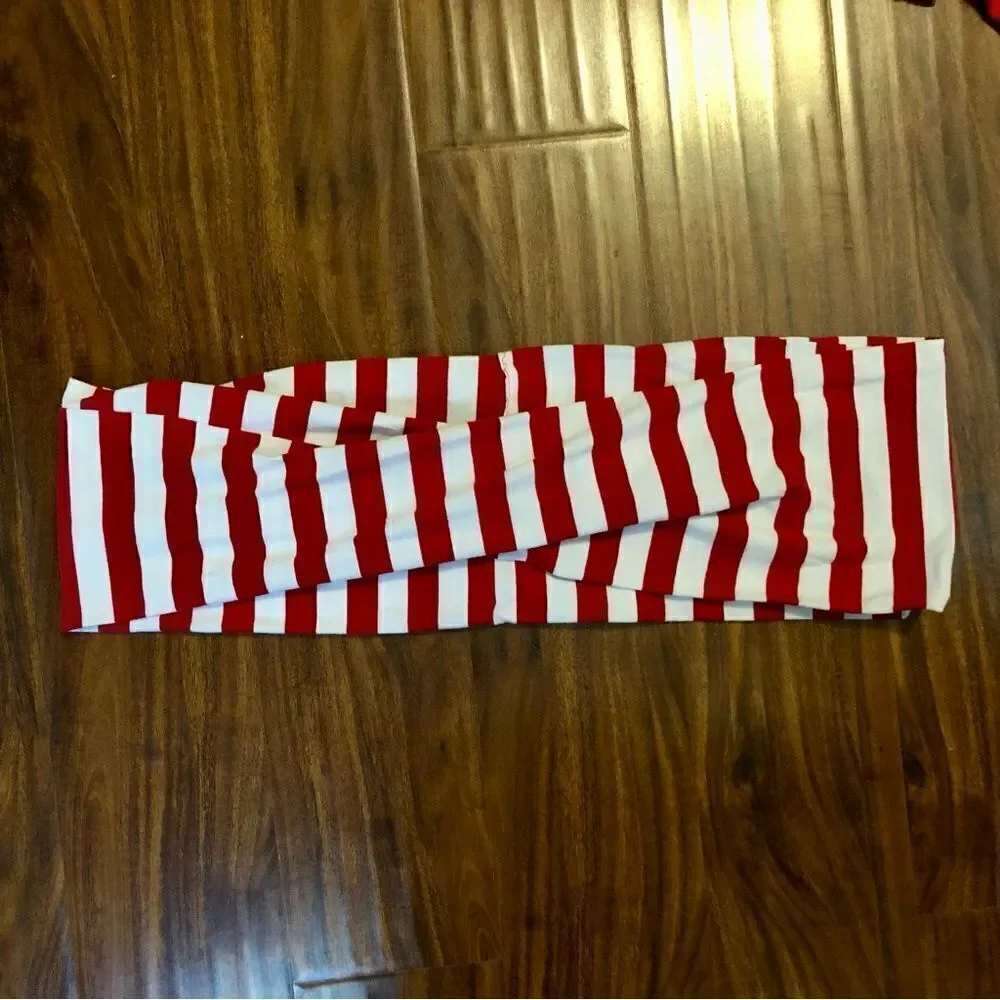Stripey Candy Cane Santa Infinity Scarf with Red Long Sleeved Size Medium